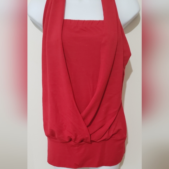 Bisou Bisou Ladies Halter Top Red Size Small Back Out Casual Chic Wear - Picture 4 of 5